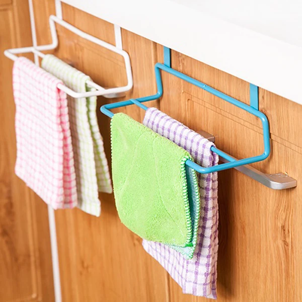 

NEW Metal Towel Hanging Rack cabinet door towel hook multi-purpose kitchen cabinet door double pole dishclout hand towel rack