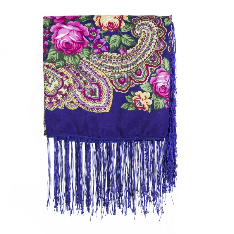 Национальный стиль Богемия цветы шарф удобный хлопок Ретро кисточкой шарфы осень и зима универсальные шали Косынка - Цвет: Lavender