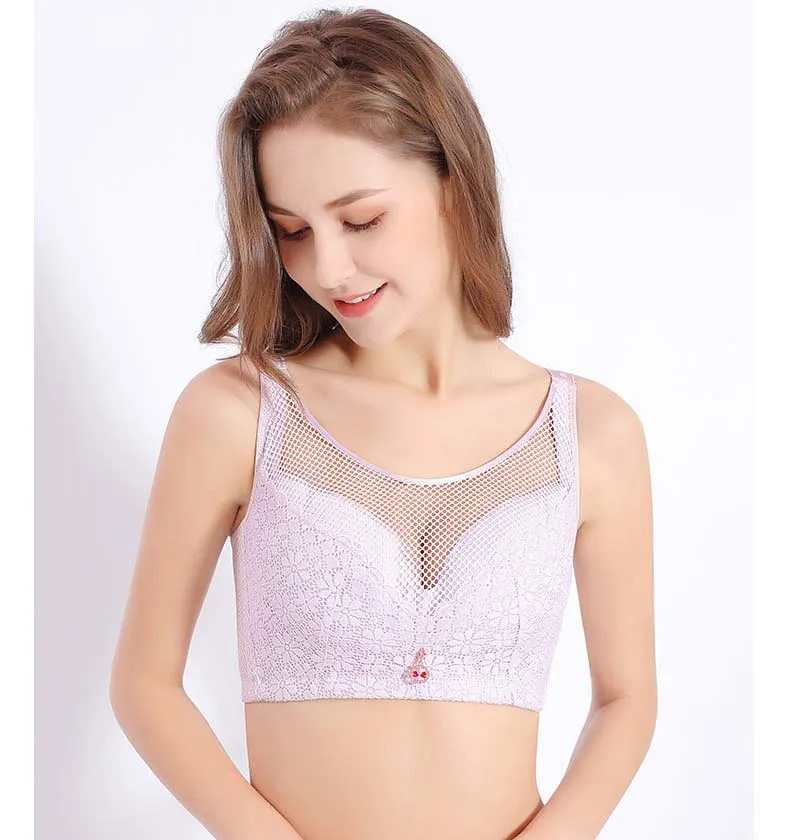 Queenral Women Bras Push Up Bralette Sexy Lace Bra Plus Size Brassiere Comfort Lingerie Wire Free Sostenes Mujer Grande Thin Bra56 (2)