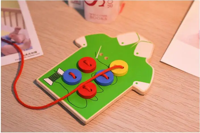 

Exquisite Wooden Toys Sew On Buttons Early Educational Game For Children