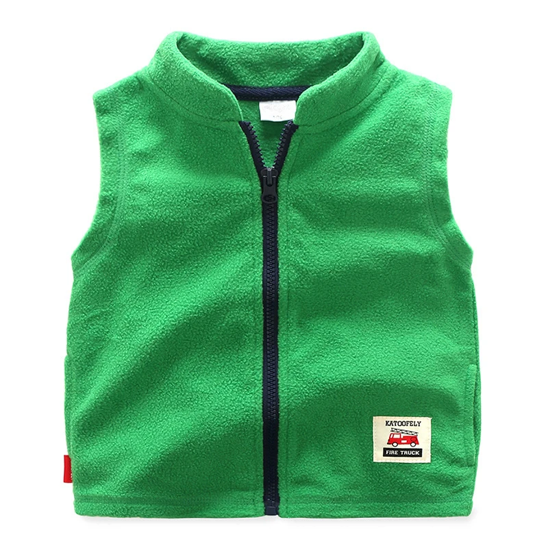 Babyinstar/Новое поступление; осенний Повседневный жилет для мальчиков; мягкая одежда без рукавов на молнии; детская одежда; флисовая Детская жилетка - Цвет: Зеленый