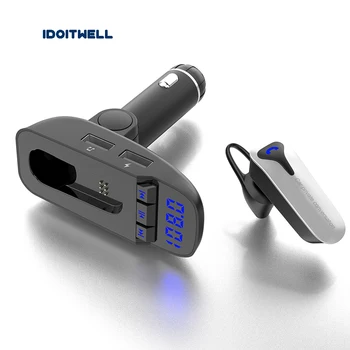 

Car radio fm transmitter Bluetooth Earbud bluetooth car kit HD Wireless Headphone handsfree Car Headset with Mic for smart phone