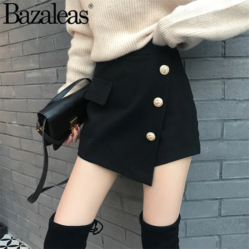 Faldas Vintage asimétricas para mujer, 3 botones informal con minifalda, cortas básicas|Faldas| AliExpress