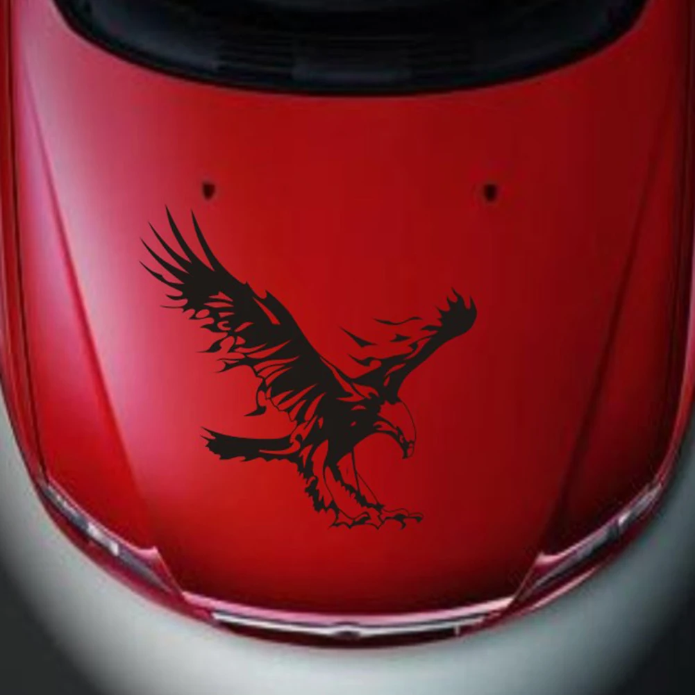 Lucu Elang Pola Bahan Reflektif Stiker Mobil Mesin Mobil Hood Decal