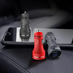 Универсальное автомобильное зарядное устройство 5 V 2.4A с светодиодный дисплеем, автомобильное зарядное устройство для samsung iPhone X XS huawei Xiaomi
