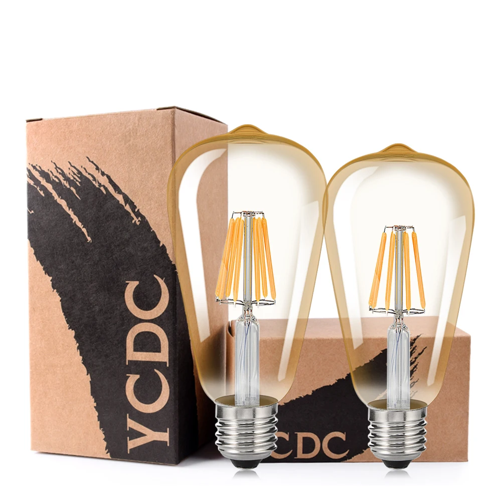 Barato 110 V 220 V ST64 Vintage lámpara Led E27 Retro LED filamento de la bombilla de luz 8 W 12 W 16 W de Edison lámparas COB oro Decoración Barato 110 V 220 V ST64 Vintage lámpara Led E27 Retro LED filamento de la bombilla de luz 8 W 12 W 16 W de Edison lámparas COB oro Decoración