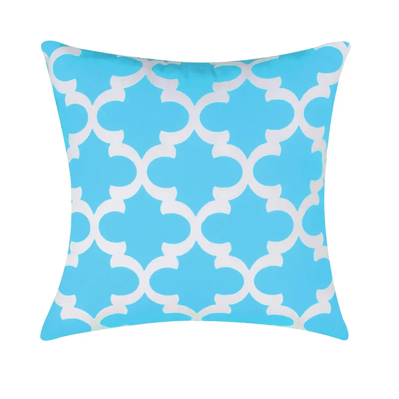 Topfinel с геометрическим узором Чехлы для подушек Quatrefoil Бирюзовый льняной бросок наволочка для подушки Кровать Декоративные подушки диван холст - Цвет: Blue-C