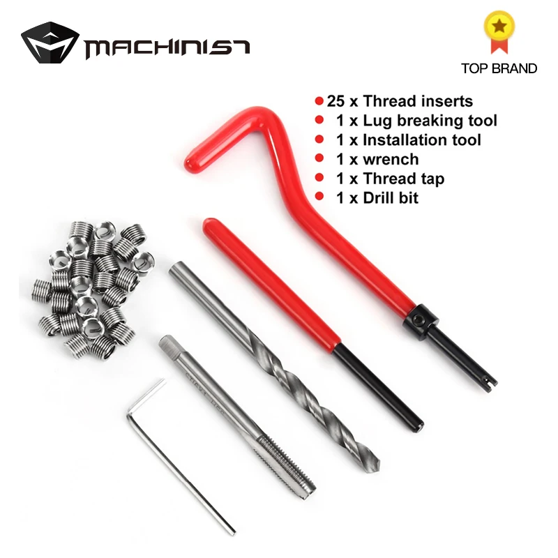 

30Pcs/set Thread Repair Insert Kit M6/M5/M4 Blind hole processing Thrust Taps drill Allen wrench Auto repair professional tools