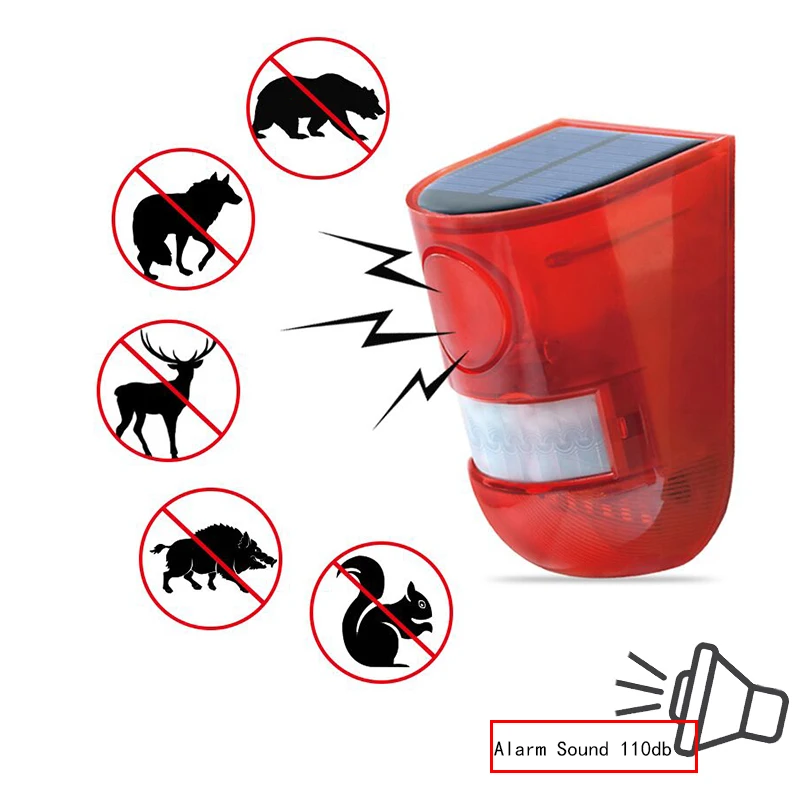 

Solar Alarm Lamp 110db Warning Sound 6led Red Light IP65 Waterproof Motion Sensor Caution Lights For Warehouse Secret Place Wall