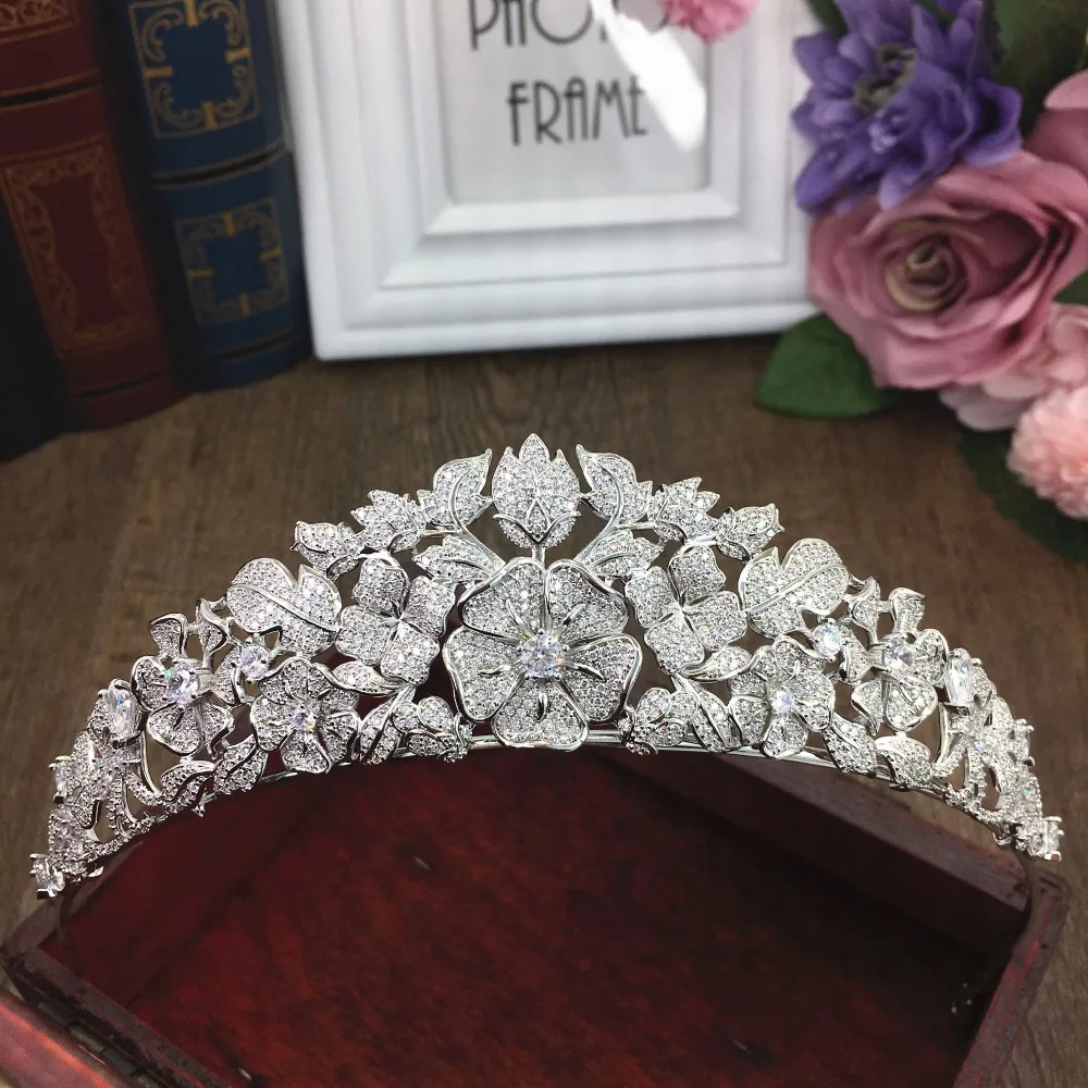 Полностью покрытая фианитом тиара циркония Принцесса Корона CZ Coroa свадебные аксессуары для волос ювелирные изделия Bijoux Cheveux WIGO1294