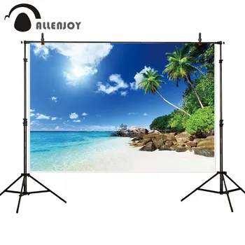 

Allenjoy photography backdrop Summer blue sky sea sunny beach coconut tree background photophone photocall photo studio prop
