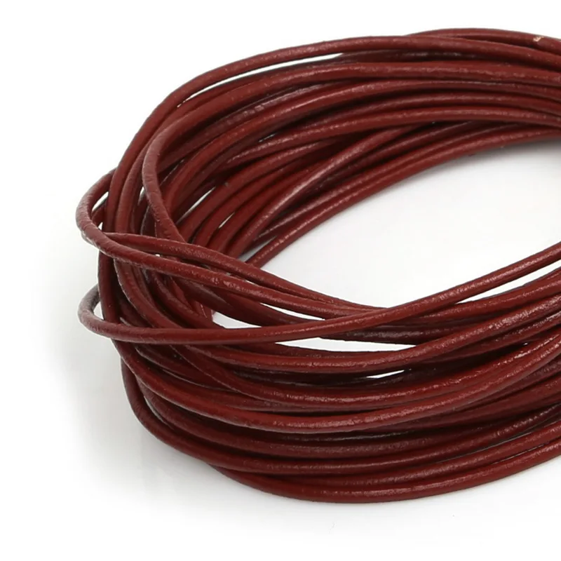 1,5 мм 5 м разноцветные шнуры из натуральной кожи леска для бисера шнур для шнур кожаный DIY ювелирных изделий - Цвет: Burgundy
