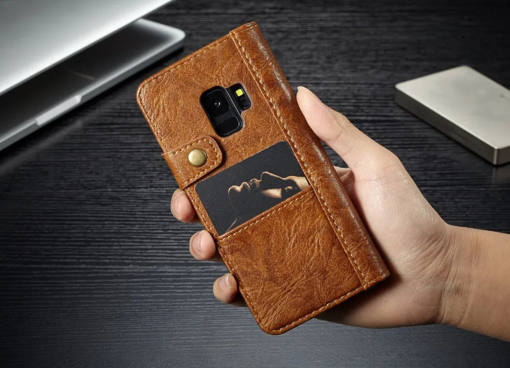 S9 CaseMe чехол для телефона для samsung S8 S9 плюс S7edge Роскошный кожаный чехол-книжка в стиле "Ретро" с карманом для карт флип-чехол для samsung Note 8 S8