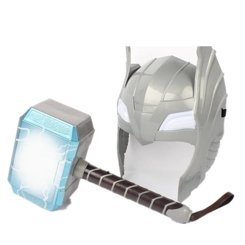 

Party Decoration Child Cosplay The Avengers 2 Thor LED light luminous sounding Helmet Mask Weapon hammer quake model toy gifts