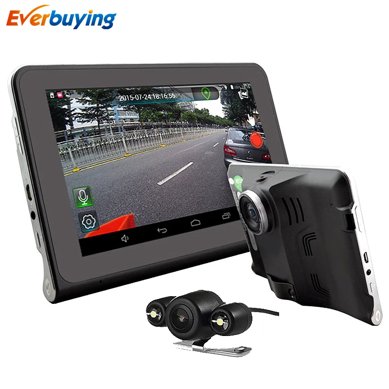 7 inch Car DVR Camera Video Recorder Android 4.4 with GPS Navigation WIFI FM Map Free Update