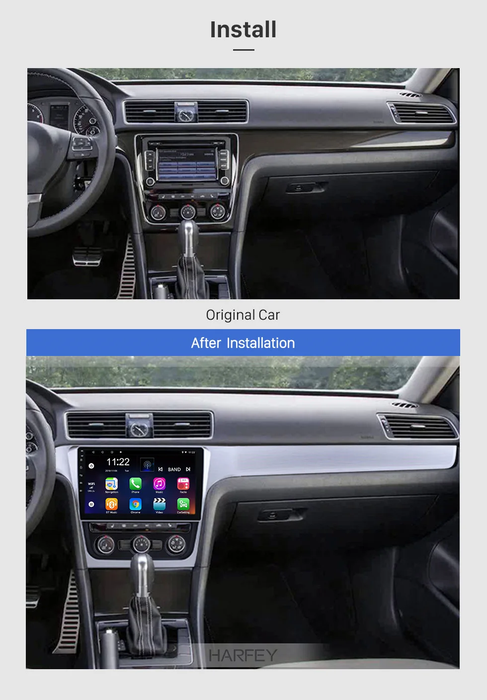 Discount Harfey 10.1" Android 6.0/8.1 Car Multimedia Player Radio For 2013 2014 2015 VW Volkswagen Passat Head Unit Support Wifi RDS 2