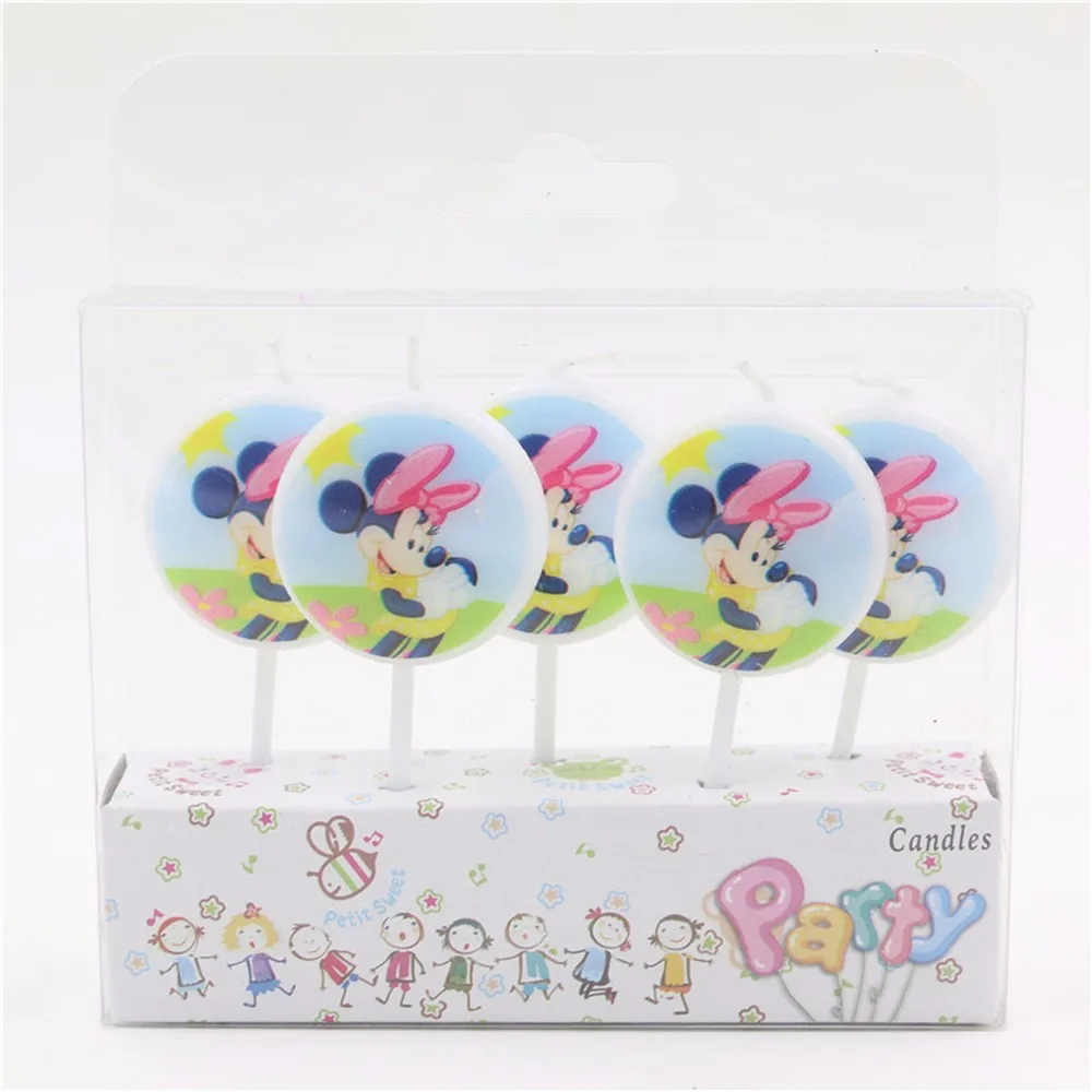 

cute cartoon candle 5pcs/pack mickey minnie decorative birthday candles for tableware cake decoration Bougie cake toppers