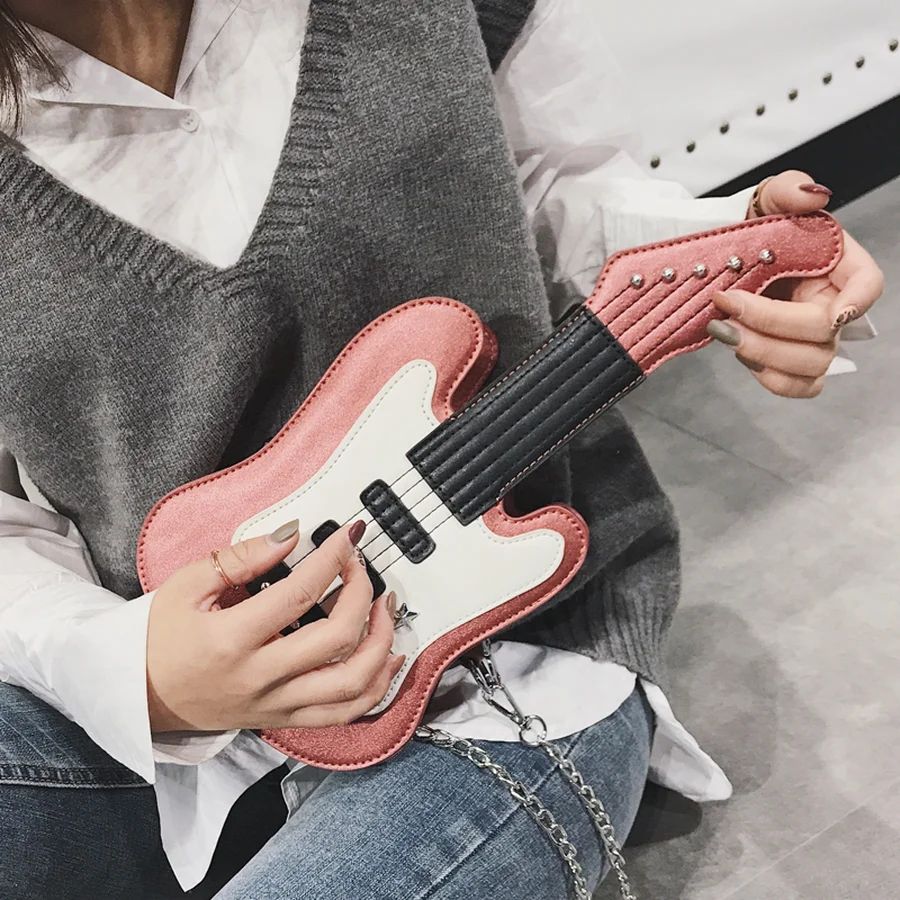 3D гитара дизайн сумка на плечо для женщин милые цепочки из искусственной кожи сумка для девочек цвет сочетающиеся дамские сумочки сумки через плечо