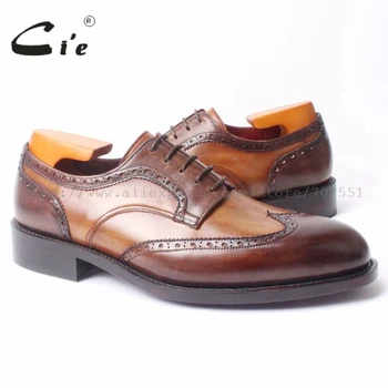

cie Round Toe Handmade men's Shoe Derby Leather Dress Goodyear Welted Craft Shoe Color Brown Mix Colors Leather Breathable D100