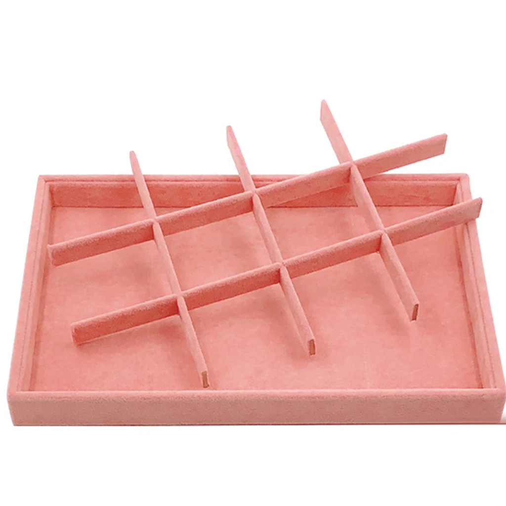 Velvet Jewelry Display Stand Tray Brooch Ring Earrings Holder Organizer Rack