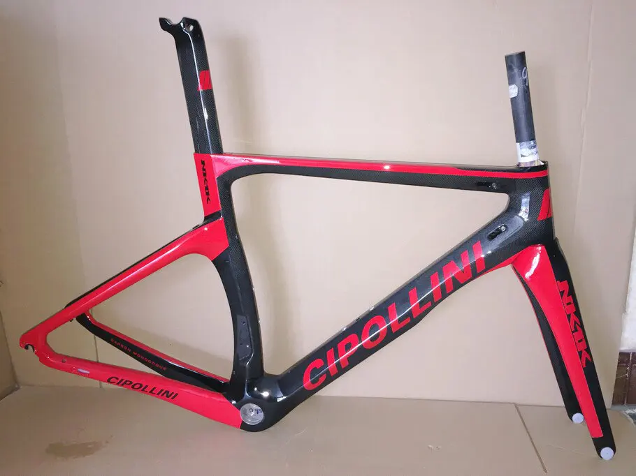 Perfect 1K/3K Carbon Cipollini NK1K Frame Red Carbon ROAD Bike/Bicycle Frameset + Red Carbon Road Handlebar 8