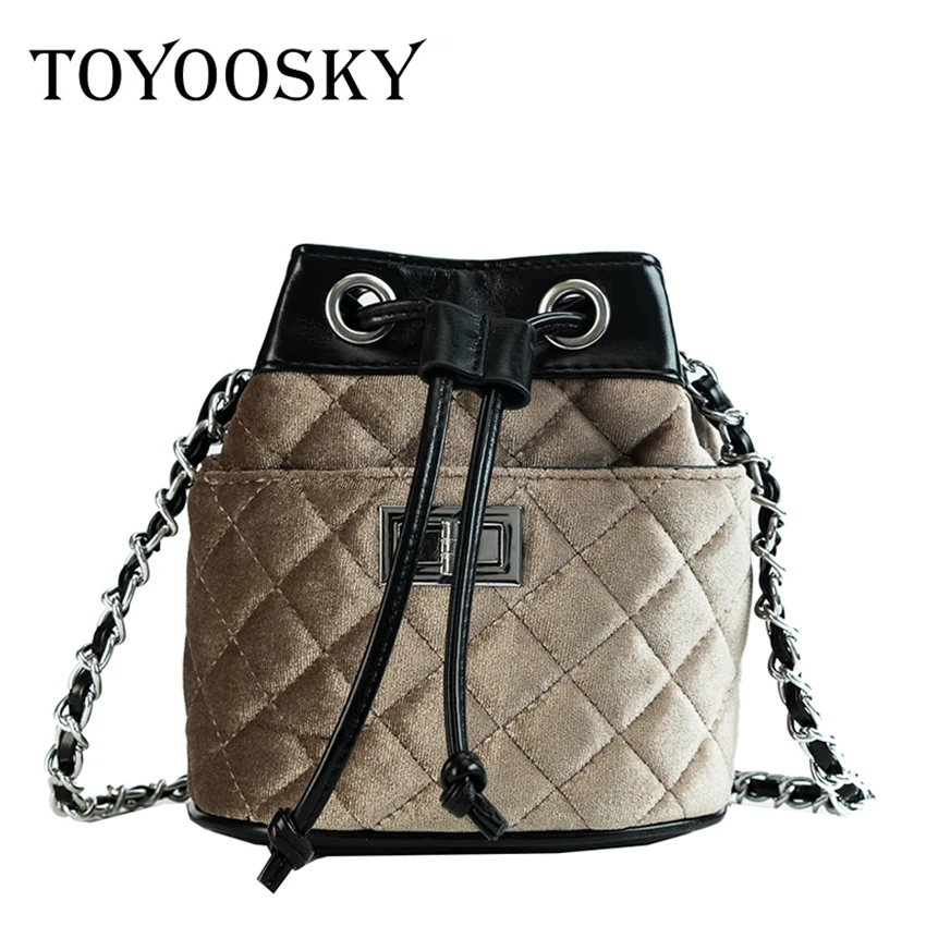 TOYOOSKY, модная женская сумка на плечо, бархатная цепочка, винтажная сумка, Женская Стеганая клетчатая велюровая сумка-мешок, сумка-мессенджер, Bolsa Feminina