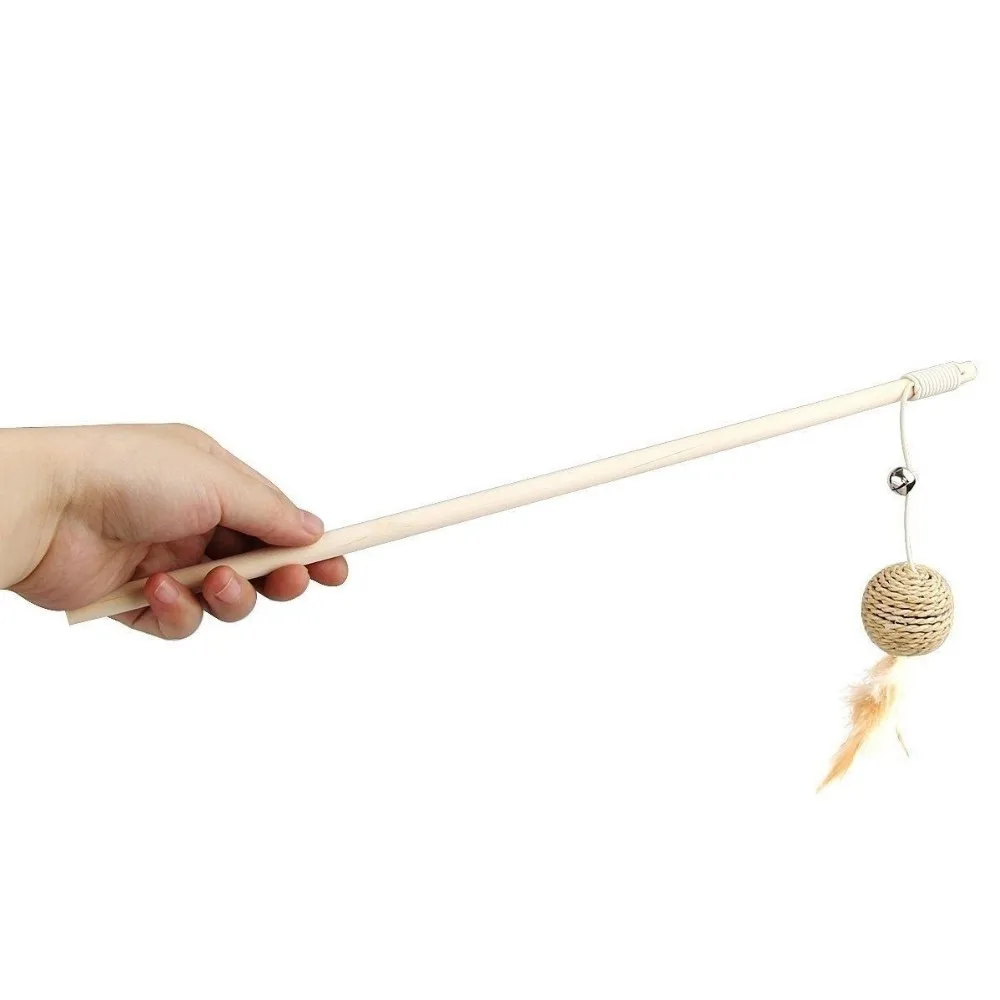 Kitten Cat Pet Feather Toy Wire Chaser Wand Teaser Feather With Bell Beads Play Funny Cat Toys Accessories  (7)