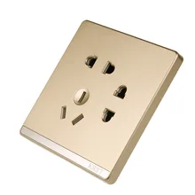 Домашний интерьер настенная розетка, 86 скрытая Большая пластина шампанского золота, розетка с 7 отверстиями, 10A PC 220 V