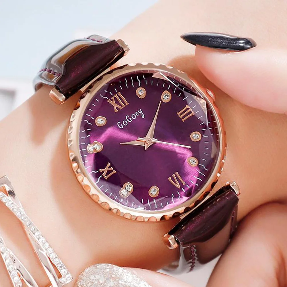 

Luxury Crystal Ladies Dress Quartz Wrist Watch Starry Sky Watch Gogoey Watches For Women Casual Leather Waterproof Female Clock