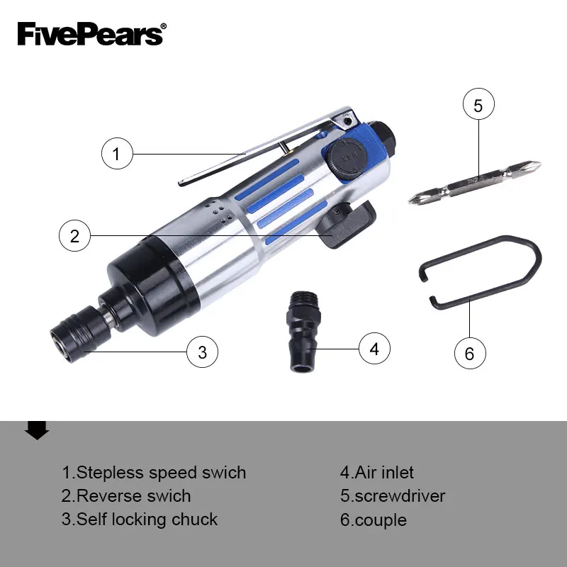 FIVEPEARS 3205 Large torque  air screwdriver set Professional pneumatic tools Positive inversion speed free shipping