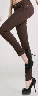 Джинсы с высокой талией для женщин зима осень джинсы для женщин обтягивающие узкие офисные джинсовые брюки карандаш женские джинсы женские брюки - Цвет: brown