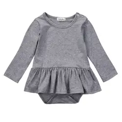 Весенне-осенняя модная одежда для маленьких девочек Хлопковое платье-пачка для маленьких девочек комбинезон с длинными рукавами для