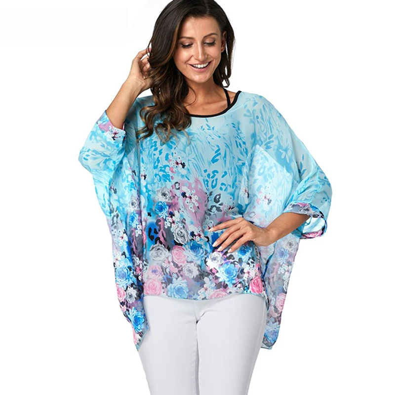 white blouse for women BHflutter 4XL 5XL 6XL Plus Size 2019 Blouse Women Chic Floral Print Chiffon Blouses Shirts Sexy Off Shoulder Summer Tops Tunic plus size blouses