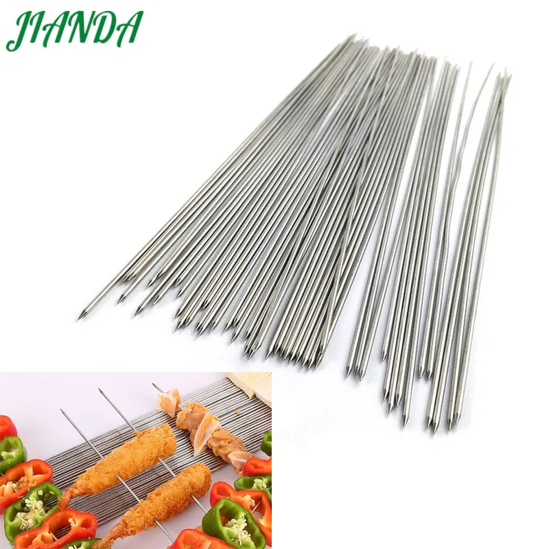 

JIANDA 10pcs/20pcs/50pcs Stainless Steel Barbecue BBQ Skewers Needle Kebab Kabob Sticks For Outdoor Camping Picnic Tools