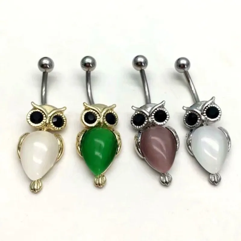 

Ms Betti opal owl navel ring Anti Allergy Titanium Belly Button Rings animal body Piercing for indian women