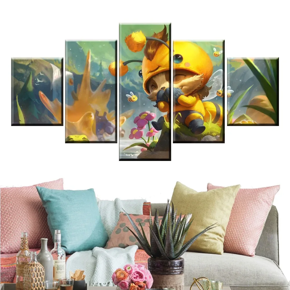

5 Panel LOL League of Legends Teemo Game Canvas Printed Painting For Living Room Wall Art Decor HD Picture Artworks Poster