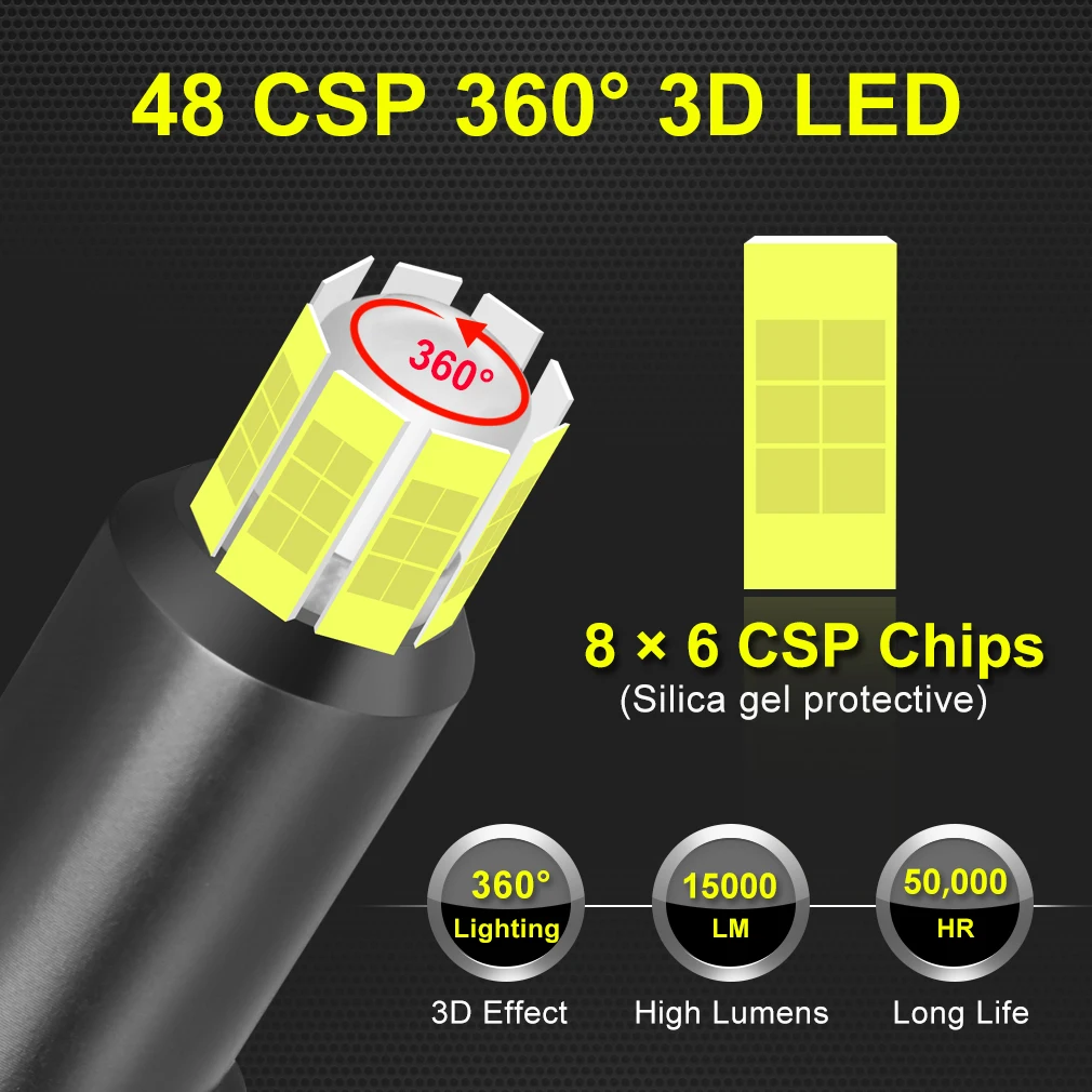 H1 H7 светодиодный H11 H8 HB3 9005 HB4 9006 3D 16 side 48SMD светодиодные фары CSP 50 Вт 18000LM