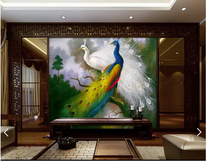 

Customized 3d photo wallpaper 3d wall murals wallpaper Peacock Chinese background wall paper 3d living room wallpaper
