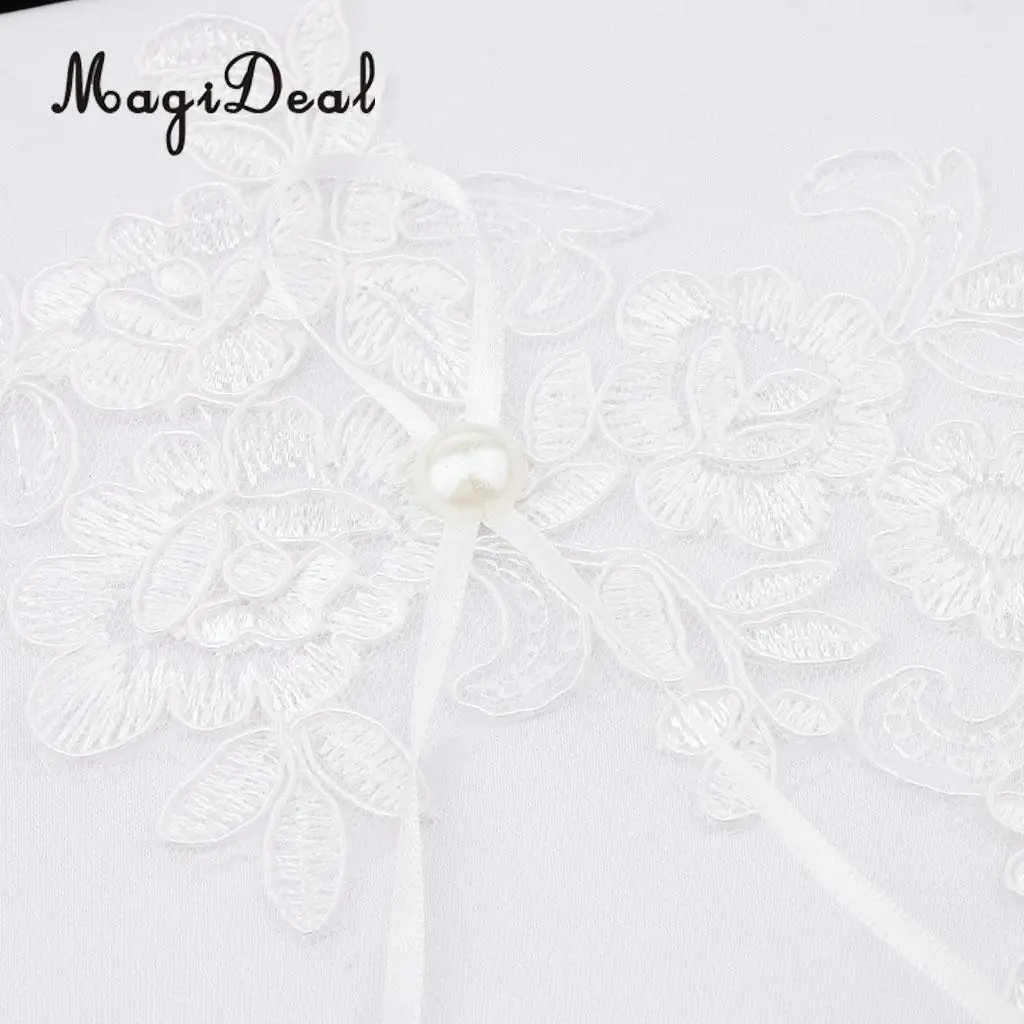 MagiDeal Wedding Ceremony Party Signature Guest Book Pearls Lace Flower Applique Guestbook