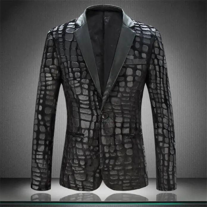 The new velvet suit men 's suit jacket personality trend small suit fashion pressure skin large size suit jacket men - Цвет: 1