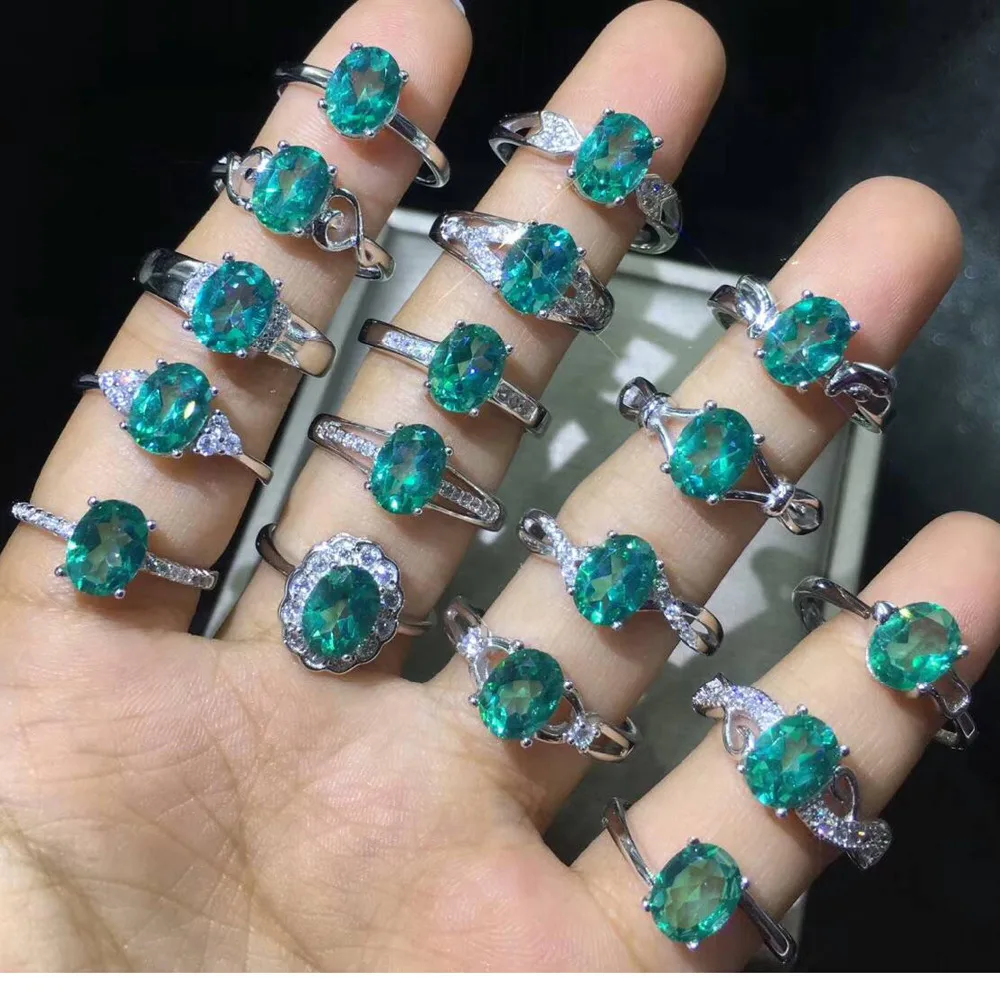 Новейшее кольцо с натуральным зеленым топазом, овальное кольцо 6x8 мм, 925 пробы Серебряное кольцо, свадебные ювелирные изделия, женские кольца, регулируемое кольцо