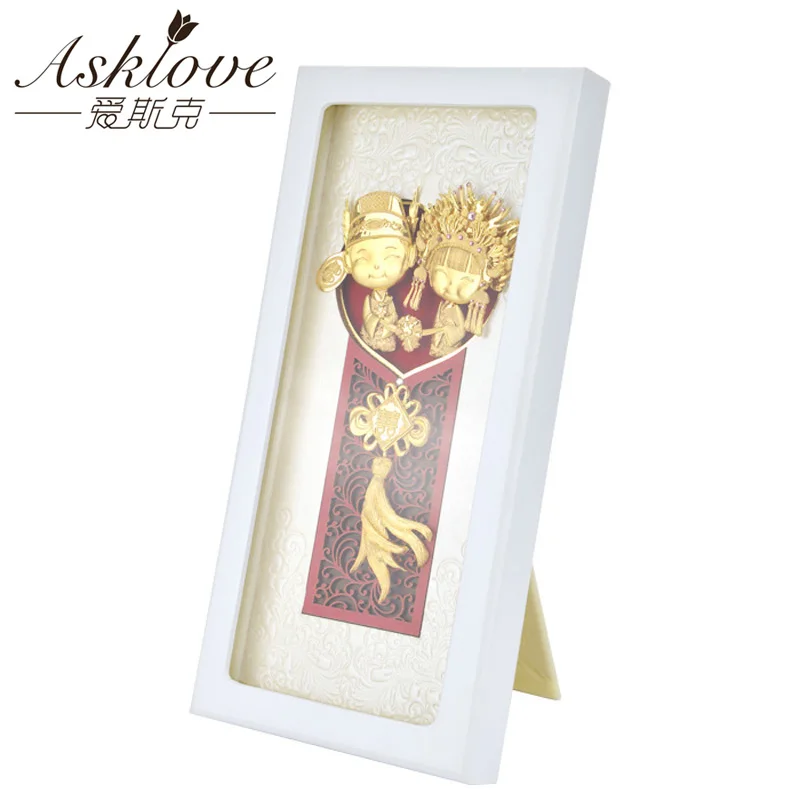 

Asklove Wedding gift Gold foil Painting Lover Grilfriend Gifts Wall art pictures Wall picture for Living room Home desktop decor
