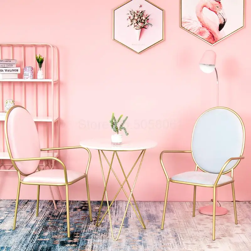 

Nordic dining chair restaurant net red simple chair back stool home coffee table and chair leisure wrought iron ins stool