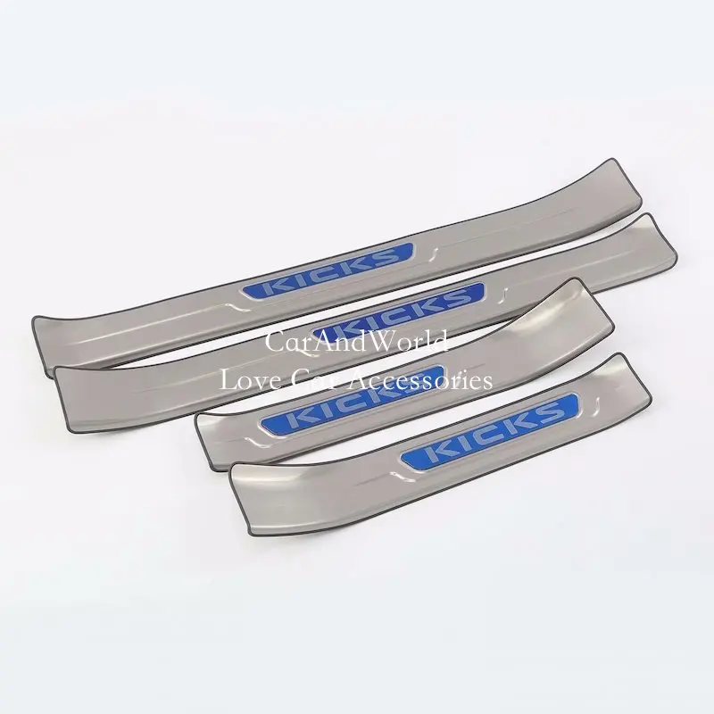

For Nissan Kicks 2016-2021 Exterior Door Sill Plate Cover Welcome Pedal Trim Frame Panel Stainless Steel Sticker Car Accessories