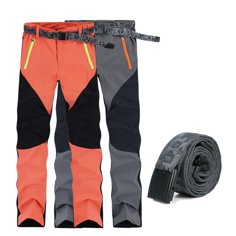 Outdoor Sports Color Matching Elastic Waterproof Quick drying Pants Male and Female Couple