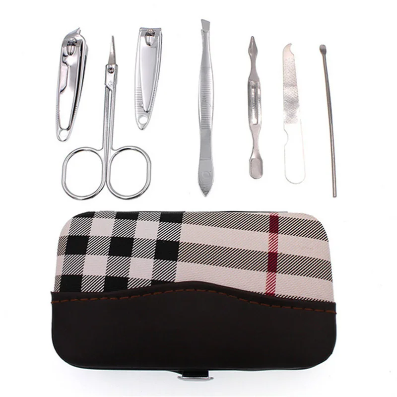 

PU Leather Case 7pcs/set Stainless Steel Nail Art Tools Nail Clippers Nail File Manicure Ear pick