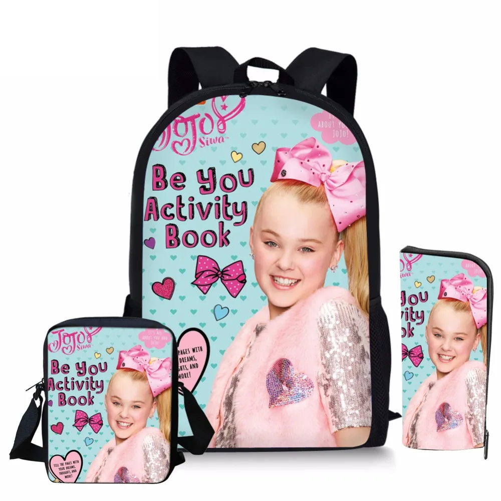 ThiKin 3pcs/set School Bag Set Superstar JOJO Siwa Girl Backpack Custom Schoolbags for Teenage Boys Students Bag Back