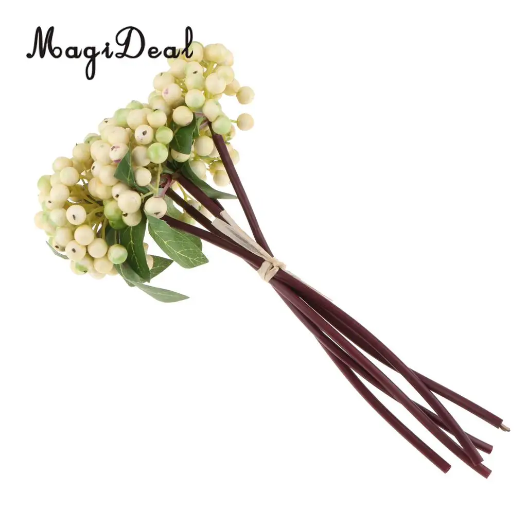 2pcs Artificial Blueberry Berries Fruits with Green Leaf Countertop Fake Flower Vase Potted Home DIY Centerpiece