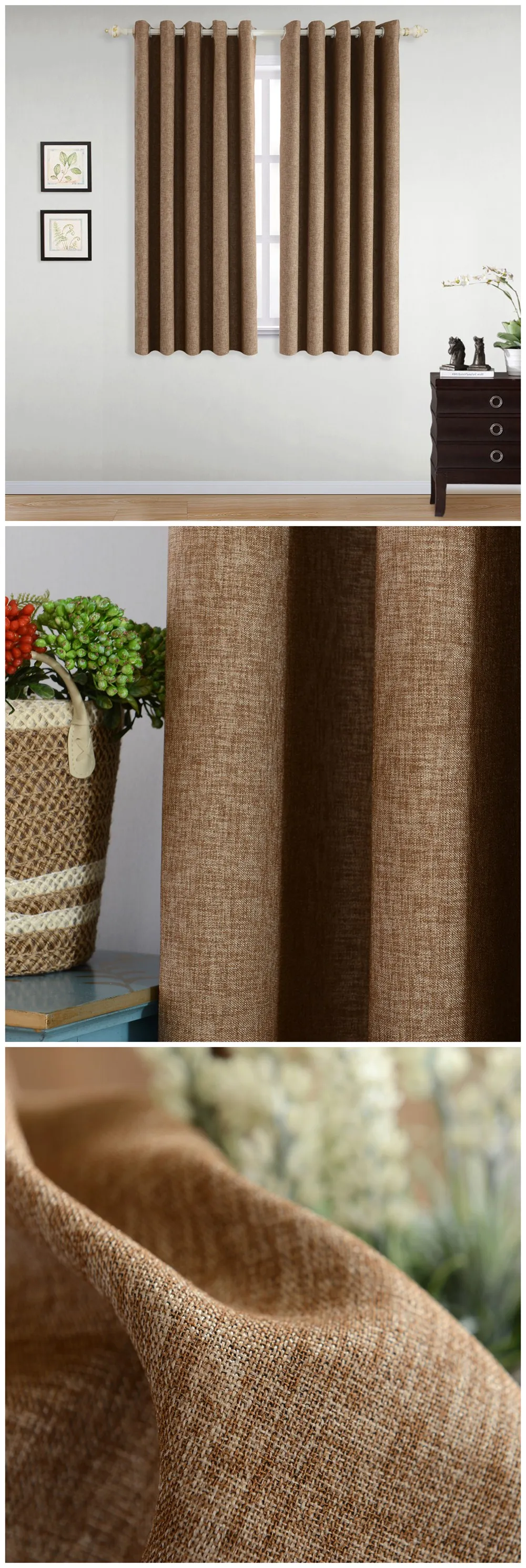 ZG035 NAPEARL 1 Piece Elegant Panel Solid Short Curtains For Living Room Windows High Shading Drops Thread Fabric Home Decor Rings Top (3)