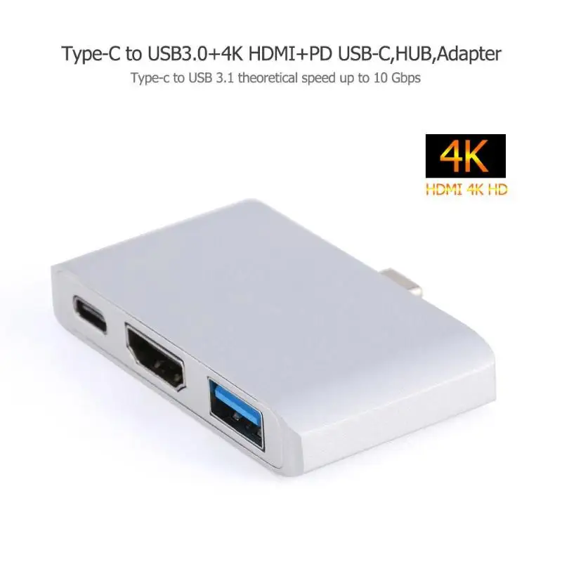 3 в 1 USB3.1 концентратора USB-C Тип-C USB3.0 + 4 K HDMI + PD USB-C адаптера Splitter Converter совместимый для Nintend для коммутатора